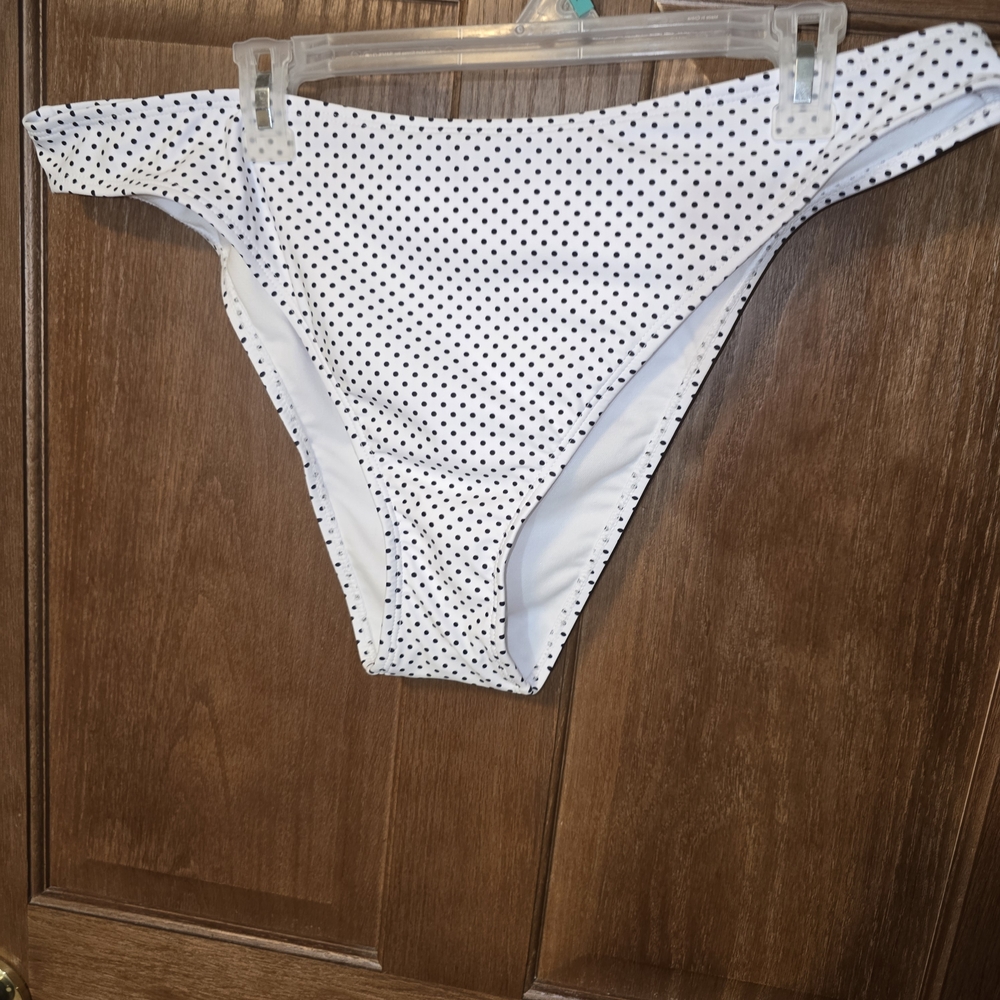 NWT White Polka Dot Bikini Bottom XXL